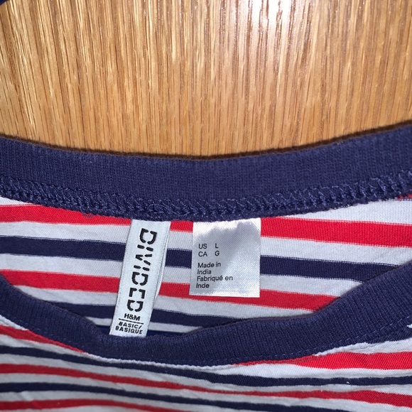 horizontal multi color long sleeve crop top - Picture 1 of 3